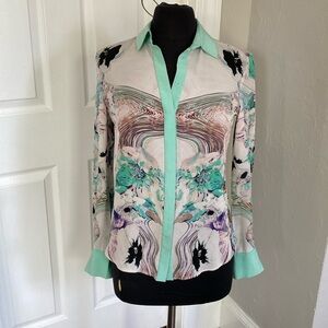 Prabal Gurung  Graphic Button Down Silk Shirt